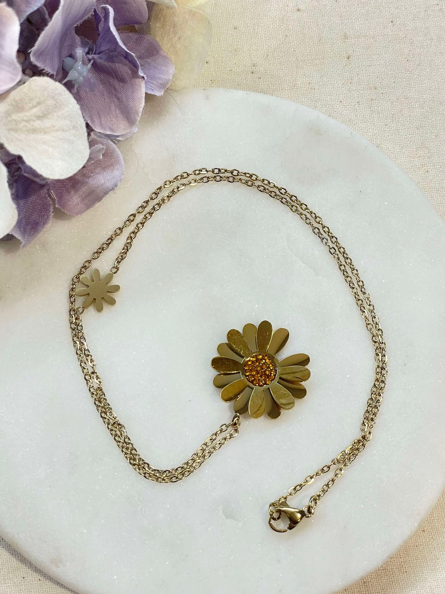 Flowers for you necklace - gold – Tarnish Proof Jewellery-1