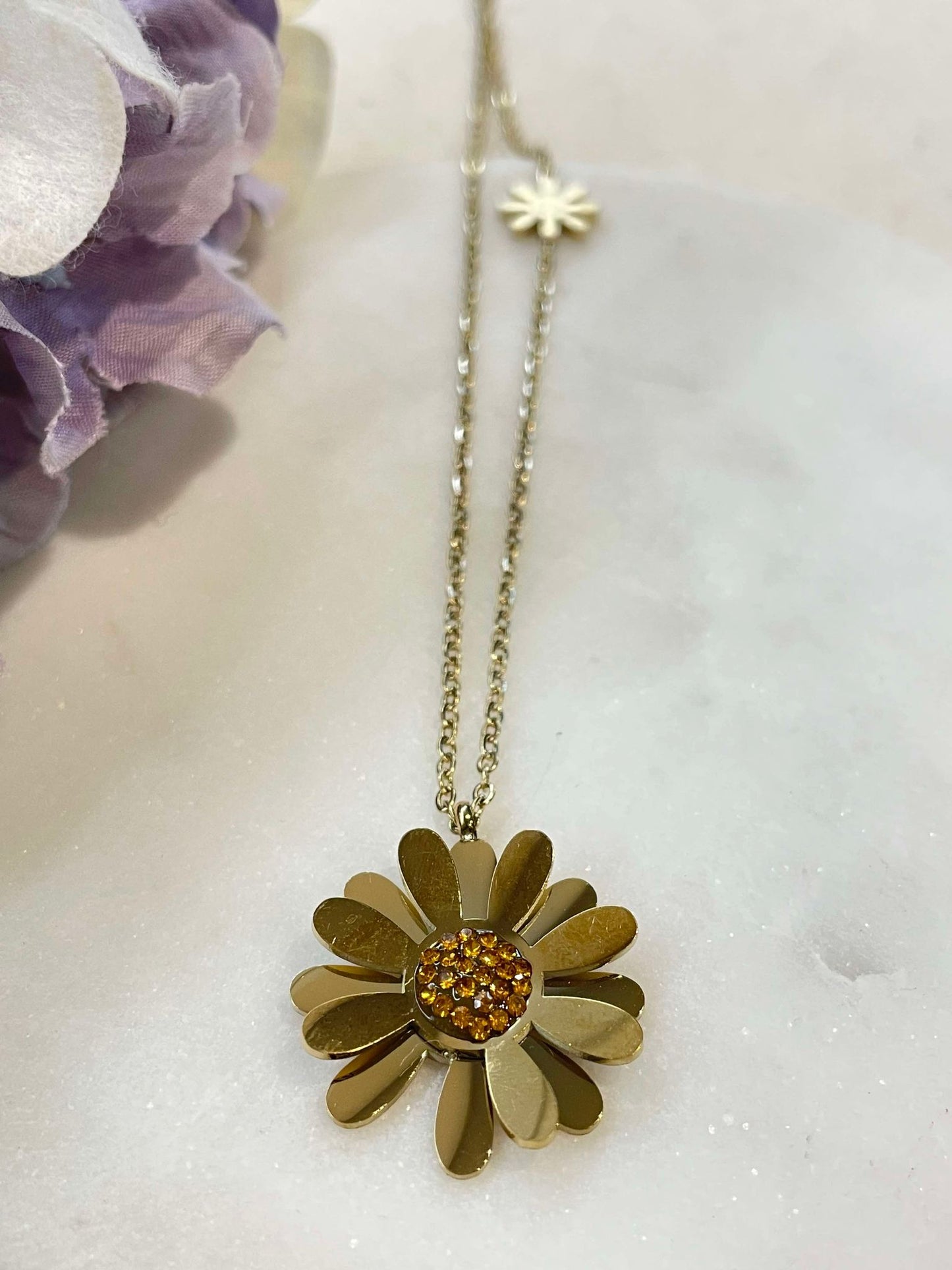 Flowers for you necklace - gold – Tarnish Proof Jewellery-2