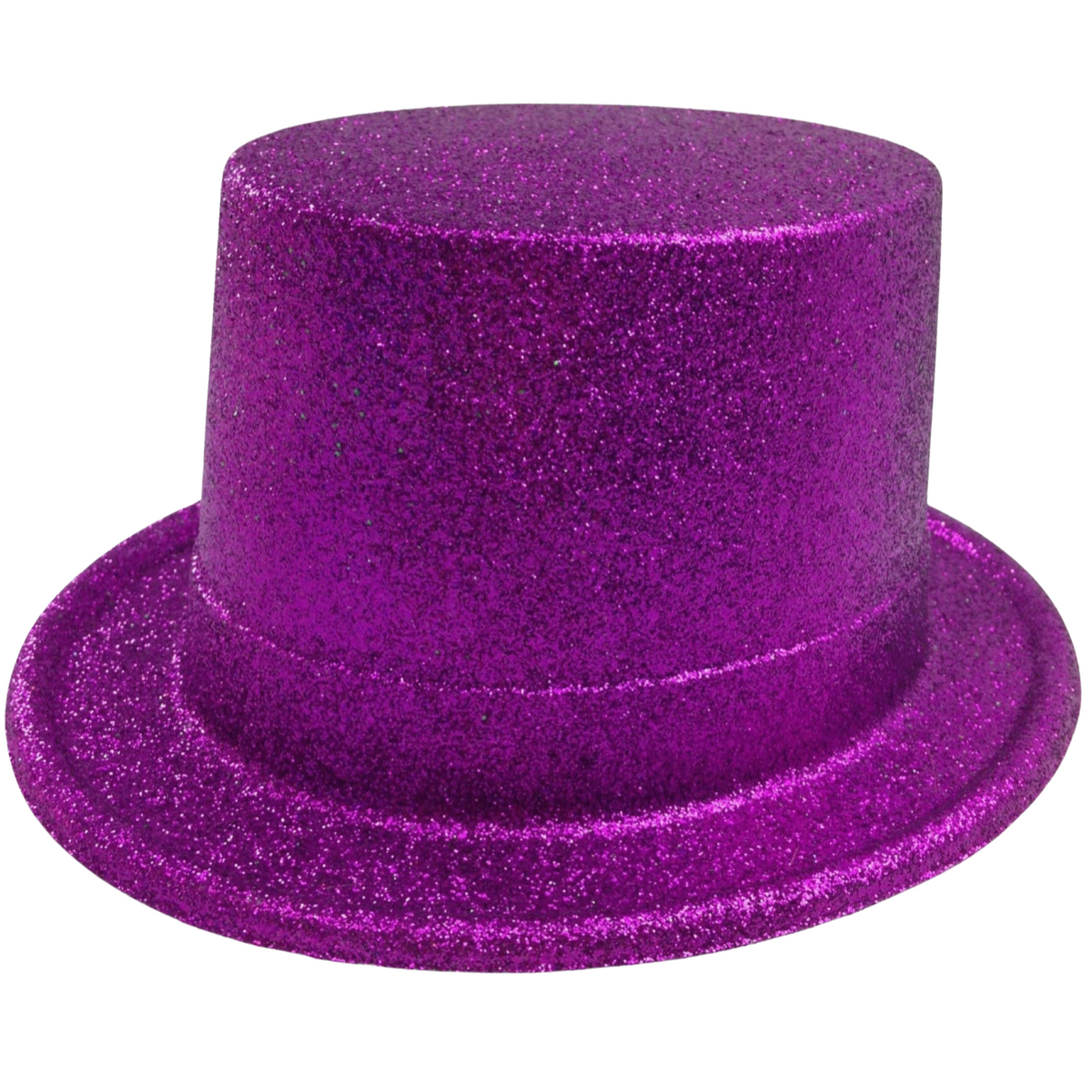 Glitter Top Hat Adult Costume Fancy Dress Party Plastic Tall Hat - Purple