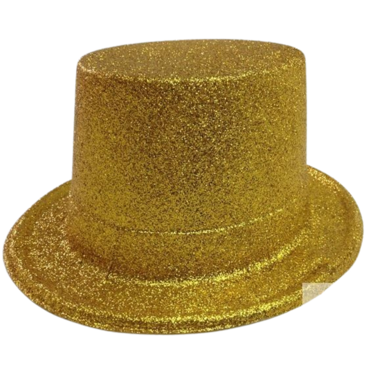 Glitter Top Hat Adult Costume Fancy Dress Party Plastic Tall Hat - Yellow/Gold
