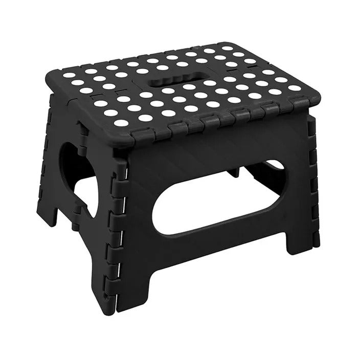 125kg Folding Step Stool Portable Plastic Foldable Chair Flat Outdoor (29x22cm) - Black-1
