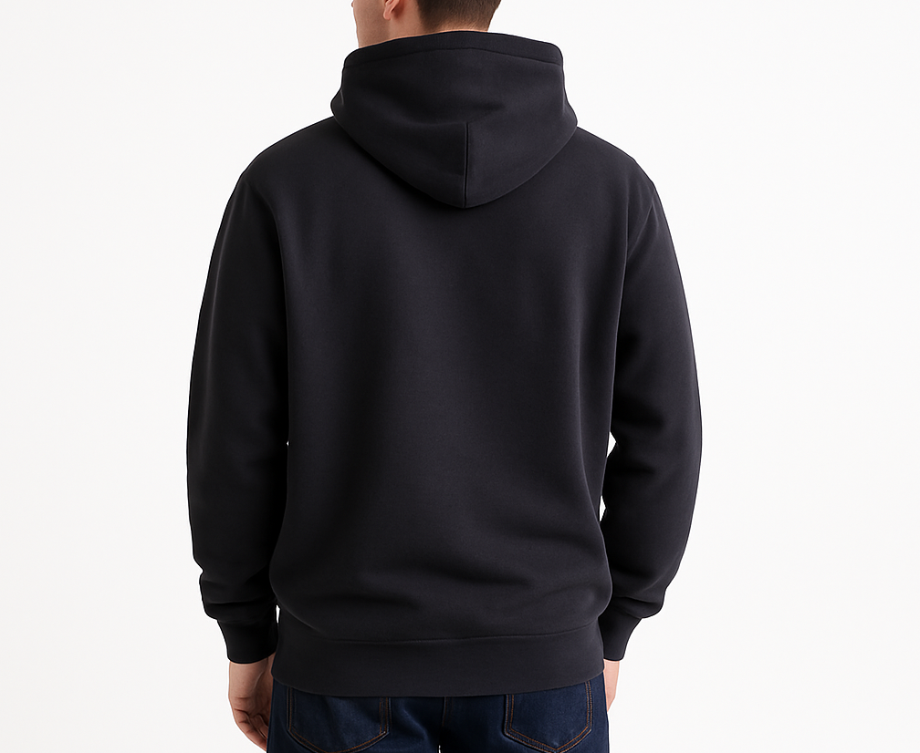 100% Cotton Mens Hoodie Fleece Lined Jumper Pullover Sweatshirt in Black-3
