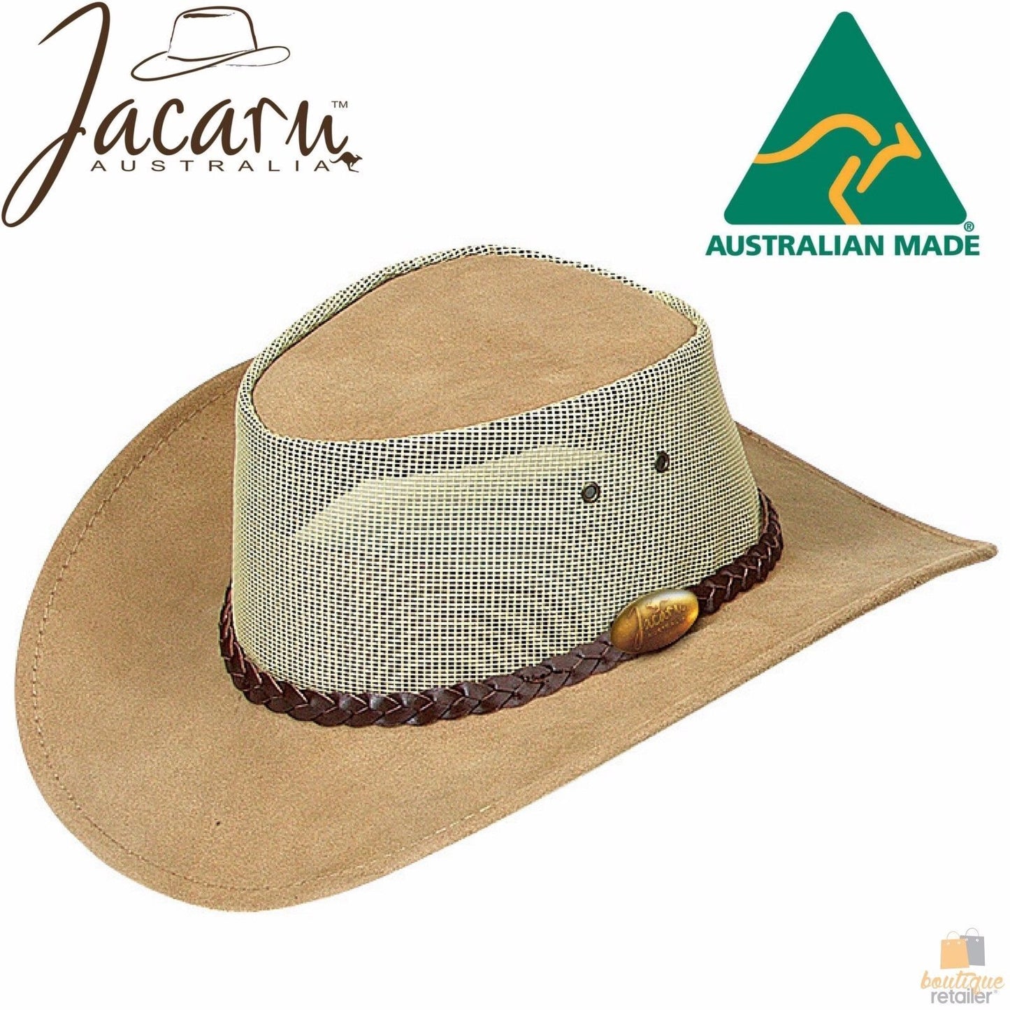 JACARU Summer Breeze Squashy Cooler Suede Leather Hat Brim Vented Mesh 1019-1