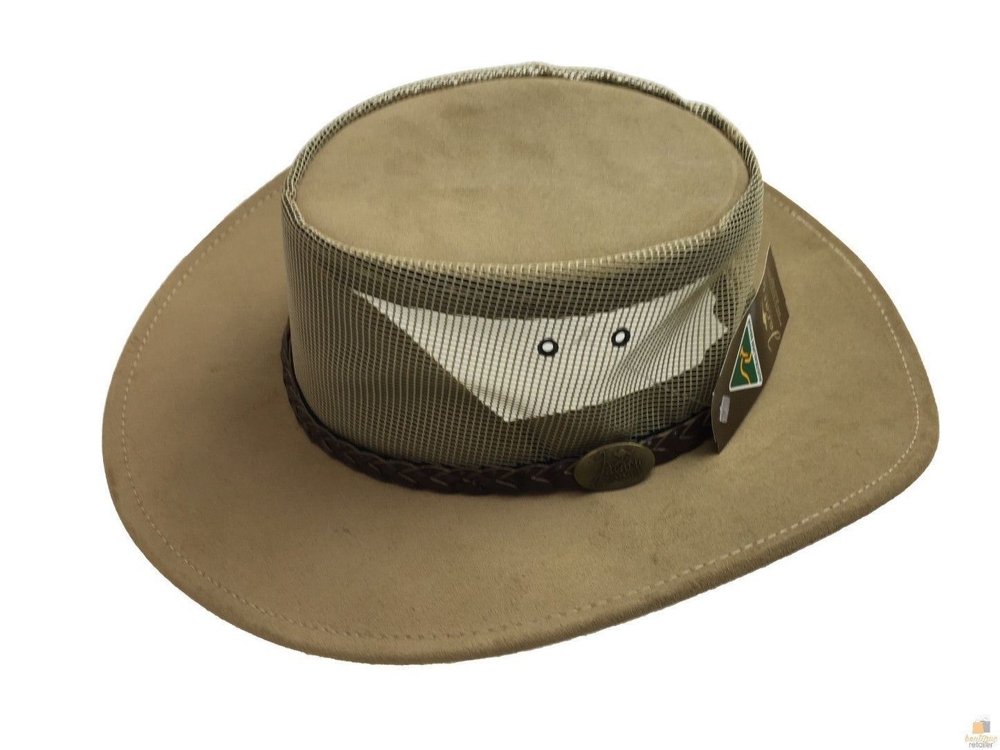 JACARU Summer Breeze Squashy Cooler Suede Leather Hat Brim Vented Mesh 1019-4