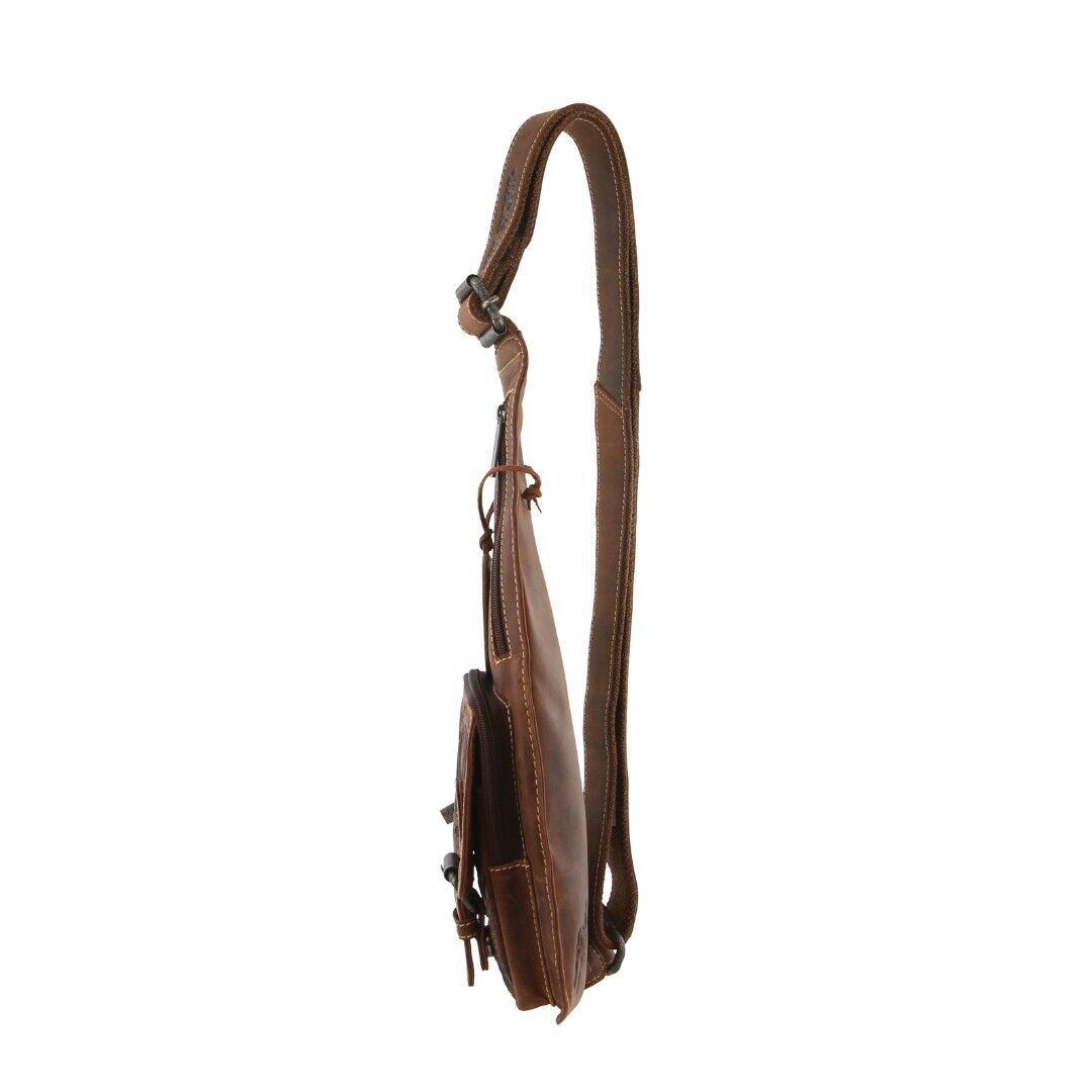 Jack's Inn Vengeance Brown Crazy Horse Leather Sling Bag Crossbody in Cognac-3