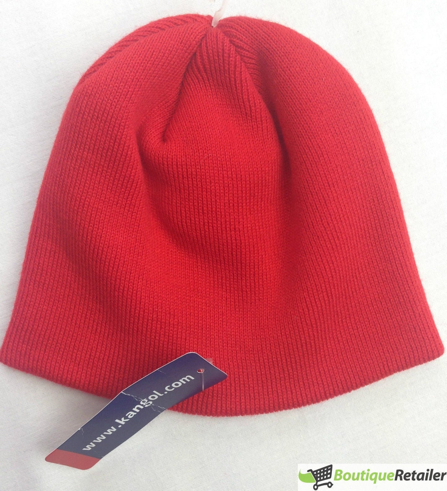 KANGOL Kids Acrylic Cuffless Pull On Beanie Hat Childrens Cap One Size - Red - One Size