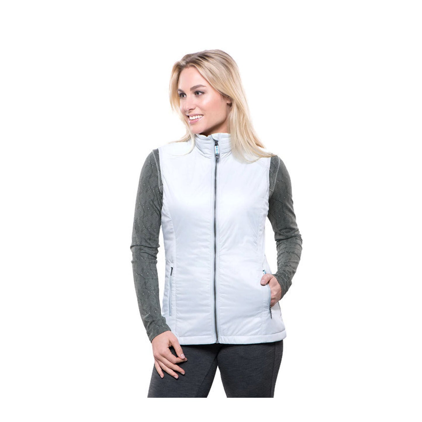 Womens Firefly Puffer Vest Insulated Primaloft Gold Sleeveless Winter - Ash
