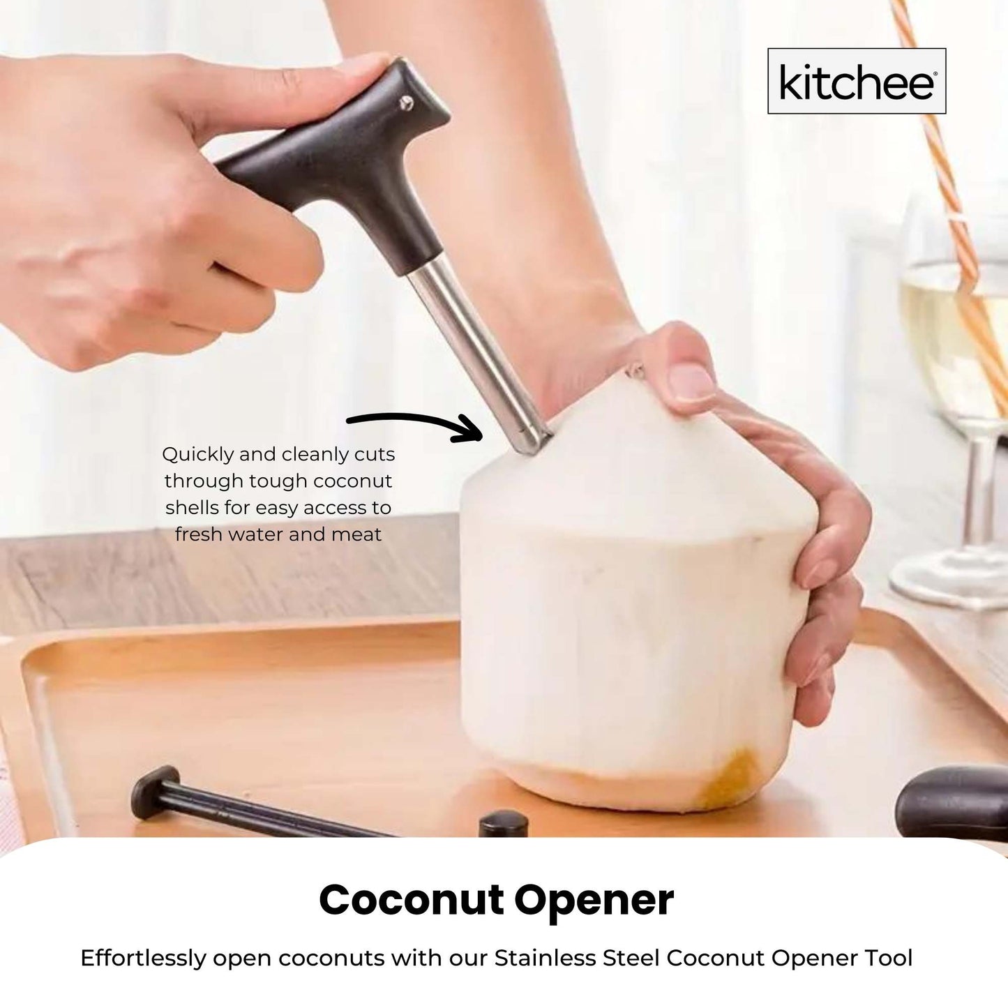 50x Kitchee Coconut Opener - Stainless Steel Hole Punch Kitchen Tool-1