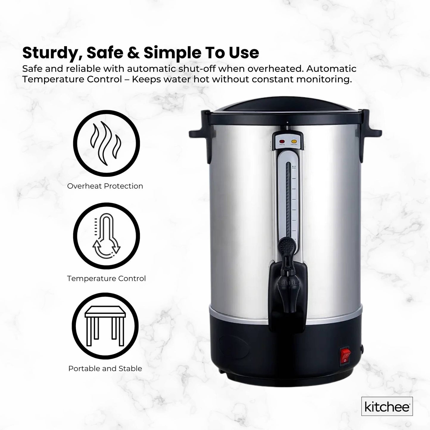 Kitchee Electric Stainless Steel Water Boiler - Commercial Hot Liquid Urn-3