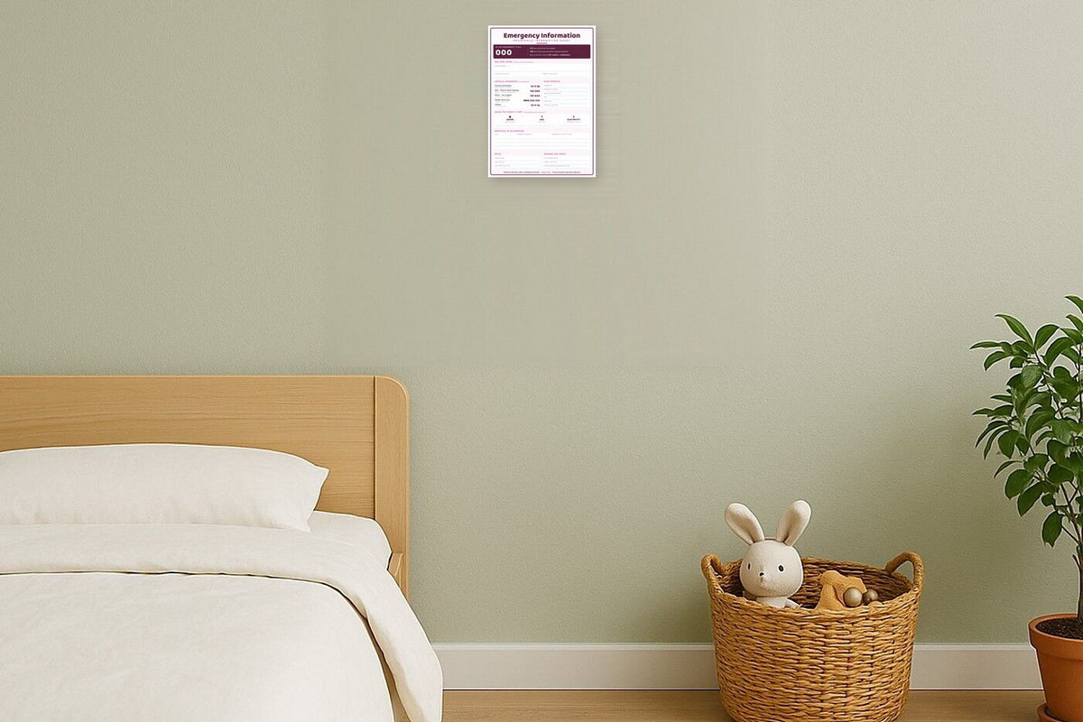 Household Emergency Information Sheet: A4 Matte Laminated Educational Poster Print - 210x297mm