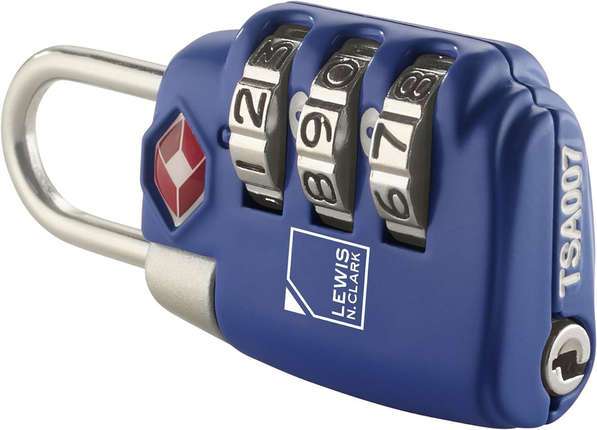 2x Lewis N Clark TSA Approved Combination Lock Travel Luggage Padlock - Blue