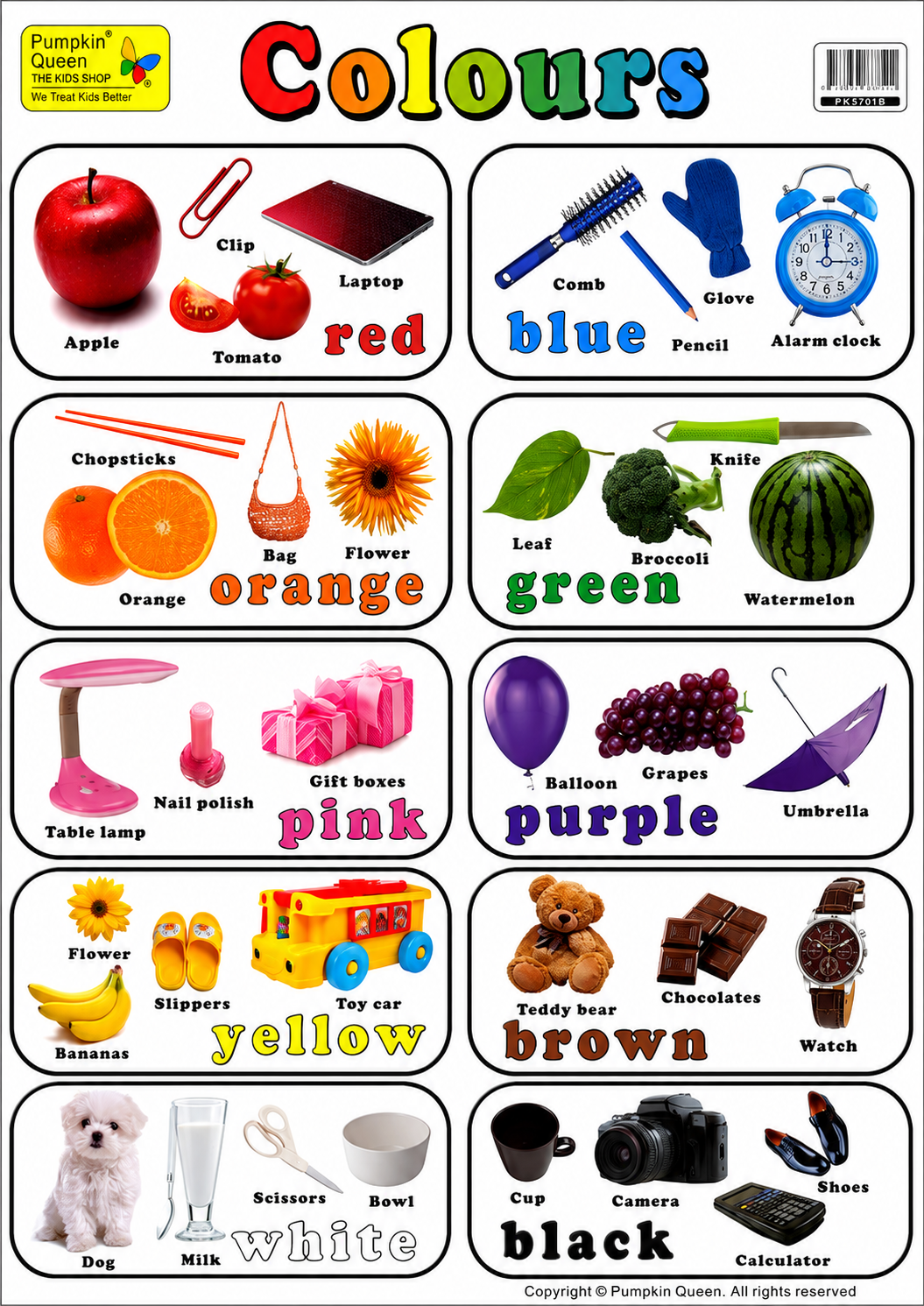 Large "Colours" Educational Poster - 73x52cm Size - Portrait (Printed by Pumpkin Queen)
