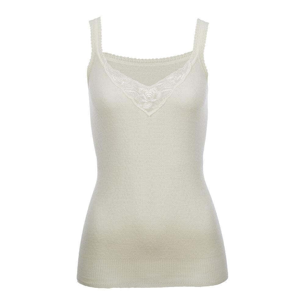 Thermo Fleece® Ladies Thermal Camisole Cami Top Poly Cotton - White-3