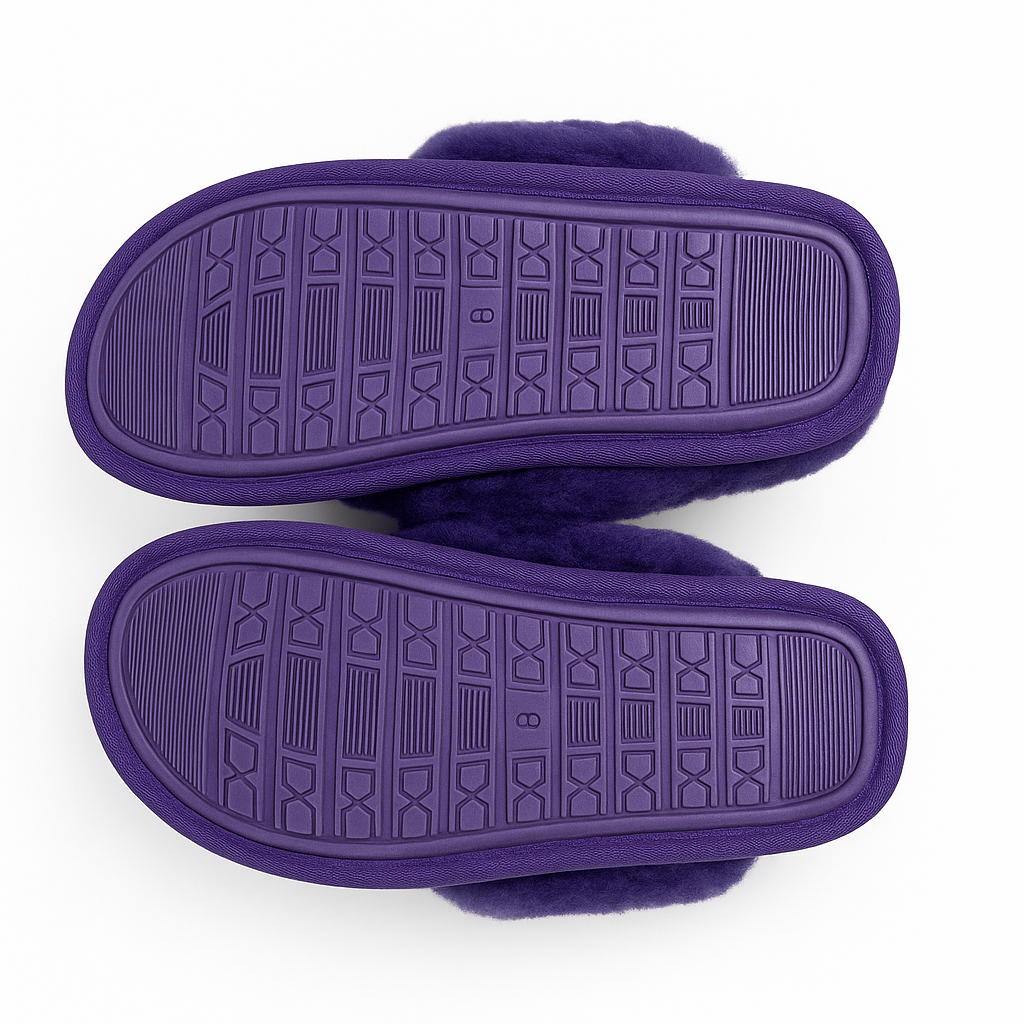 100% Sheepskin Moccasin Slippers Winter Genuine Scuffs Slip On UGG in Purple-4