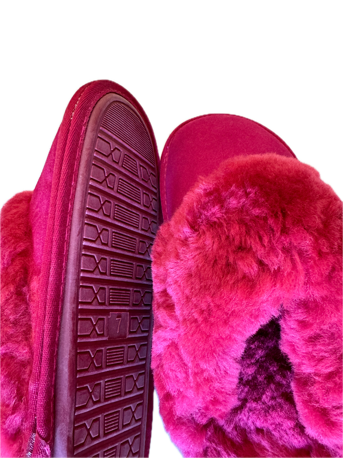 100% Sheepskin Moccasin Slippers Winter Genuine Scuffs Slip On UGG in Red-4