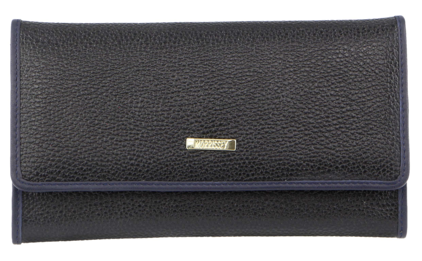 Morrissey Italian Structured Leather Flap Over Ladies Wallet - Black-2