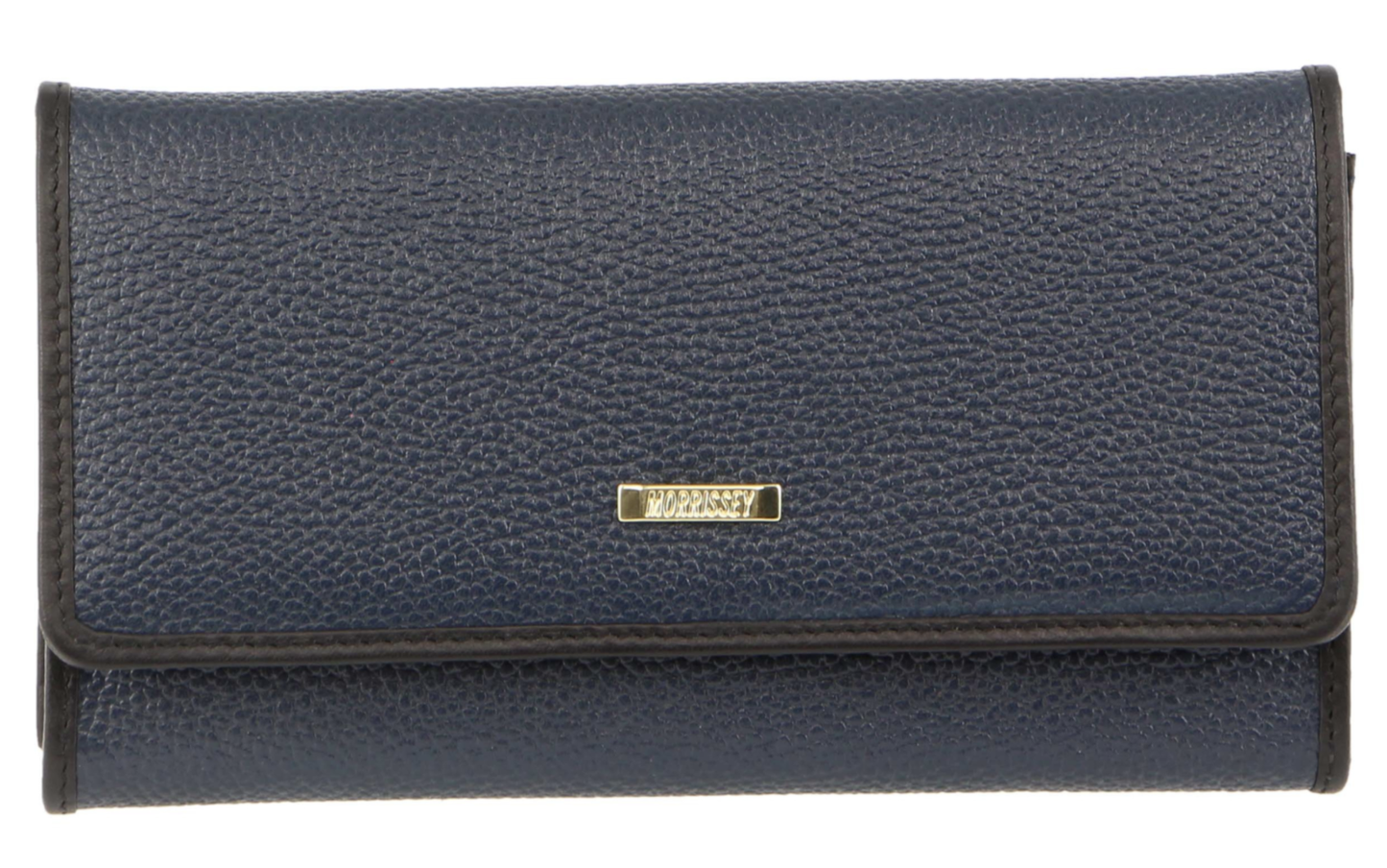 Morrissey Italian Structured Leather Flap Over Ladies Wallet - Navy-2