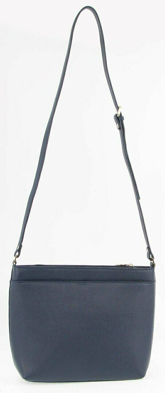 Morrissey Italian Womens Structured Leather Cross Body Handbag Bag Ladies - Navy-4