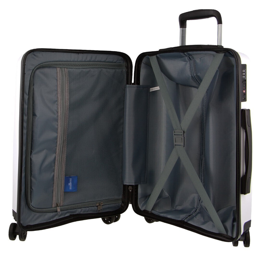Pierre Cardin Inspired Milleni Cabin Luggage Bag Travel Carry On Suitcase 54cm (39L) - White-4