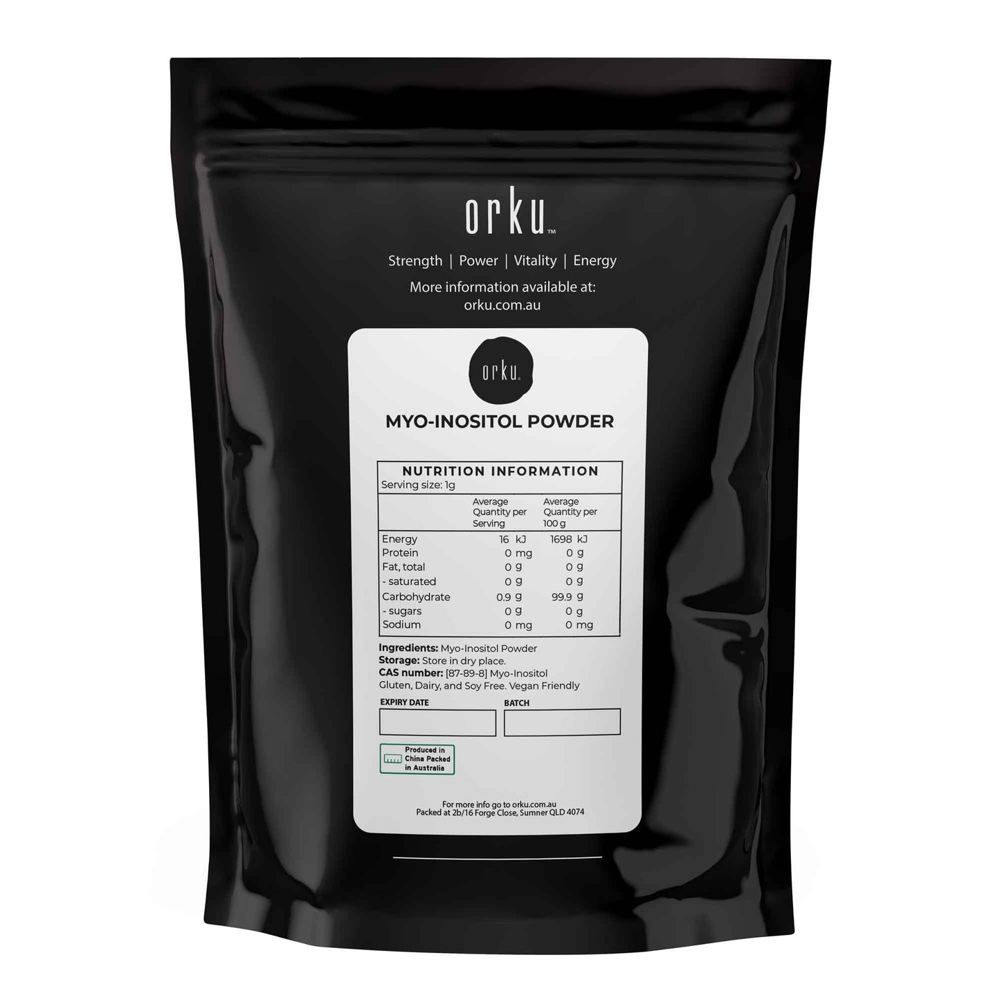 Orku 400g Myo Inositol Powder - USP Grade High Purity Unflavoured-1