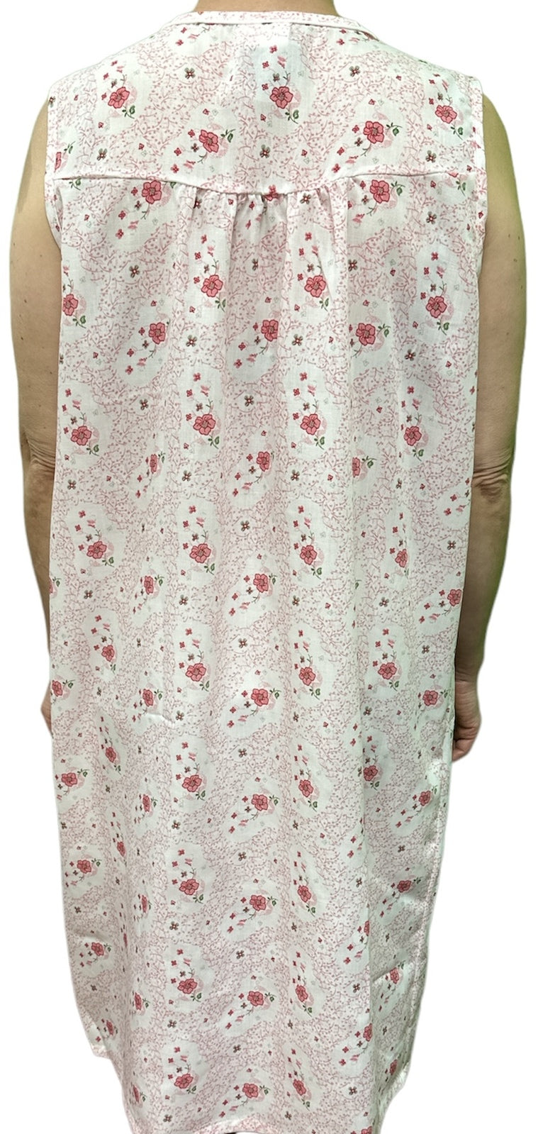Womens 100% Cotton Sleeveless Nightie Gown Night Dress Pyjamas PJ Pajamas Sleep - Pink-4