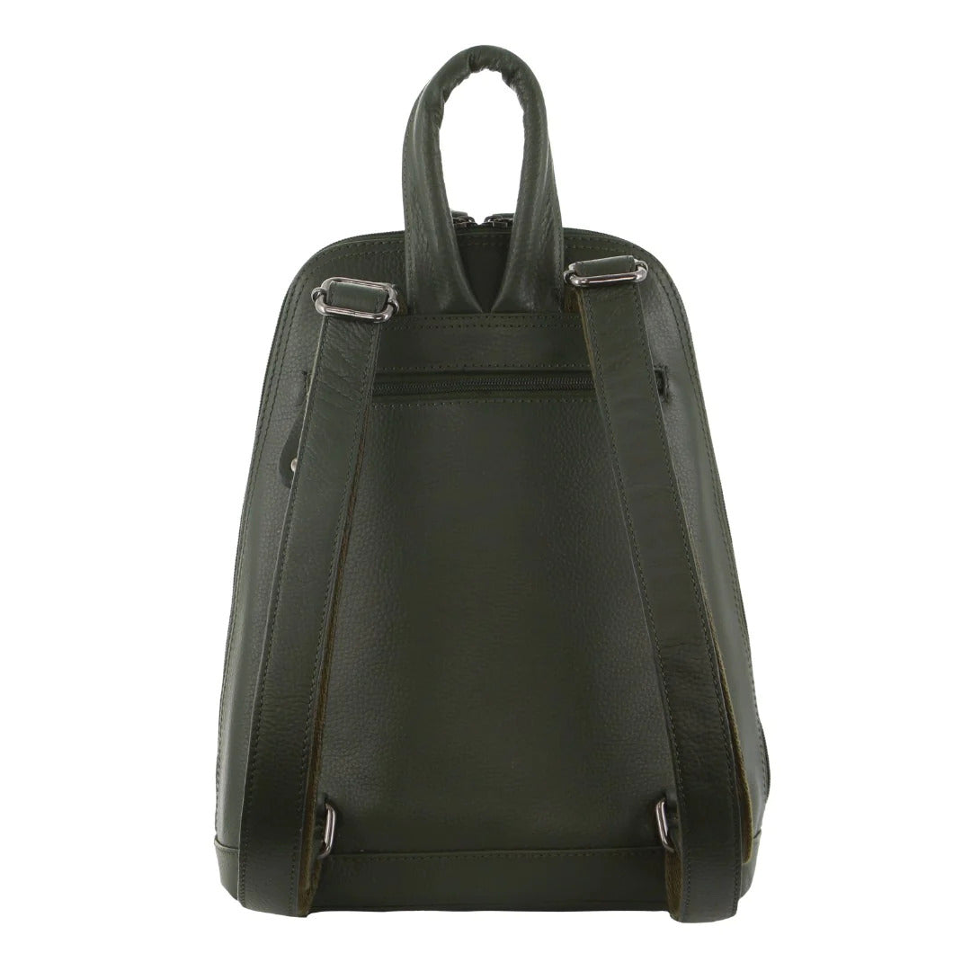 Milleni Womens Twin Zip Backpack Nappa Italian Leather Travel Bag - Grape Leaf-3