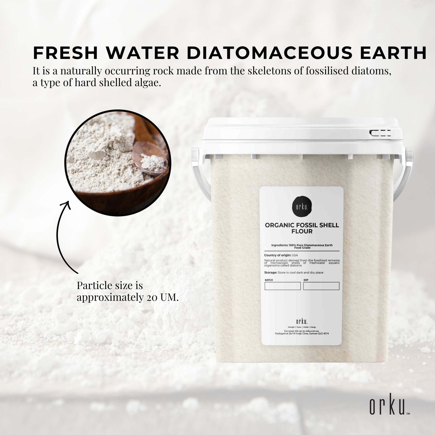 Organic Fine Diatomaceous Earth Tubs - Food Grade Fossil Shell Flour Powder-3
