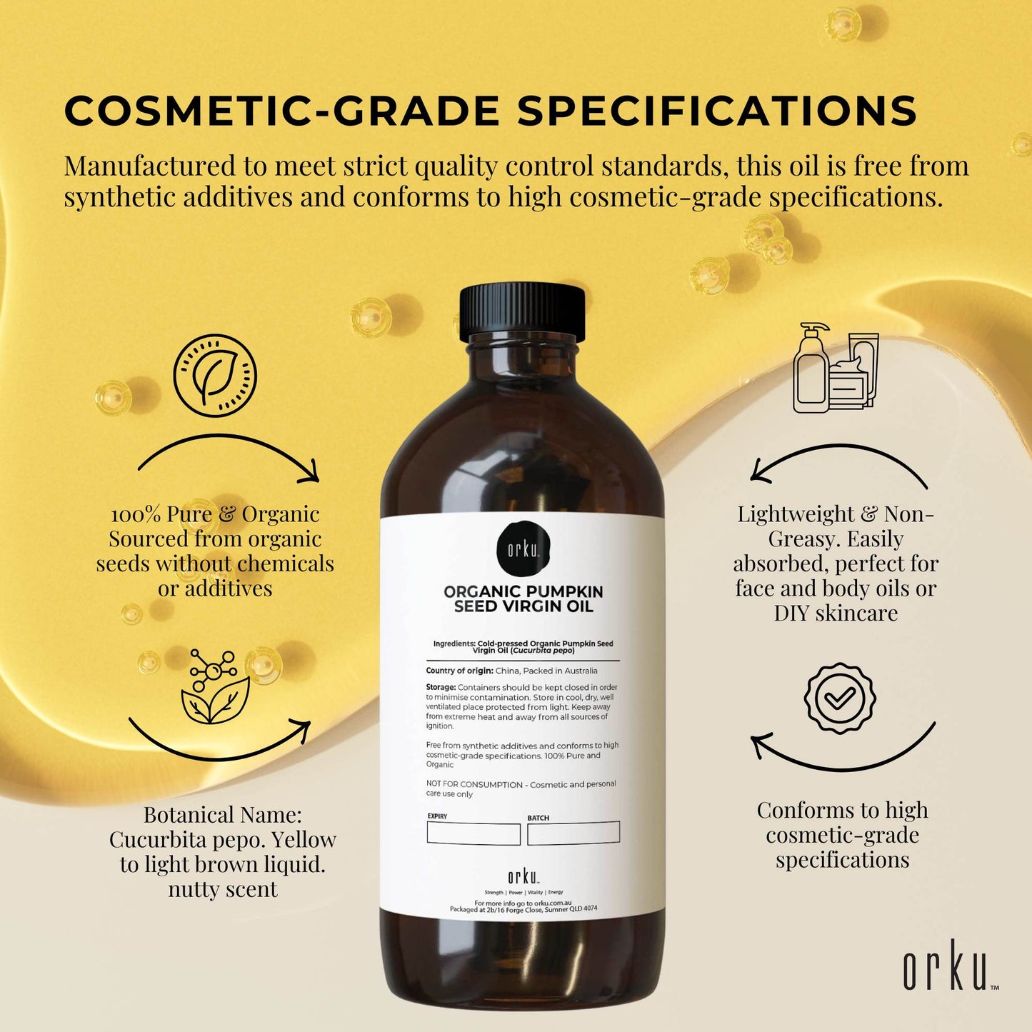 Orku 1L Organic Pumpkin Seed Virgin Oil Cold Pressed Cosmetic Grade-4