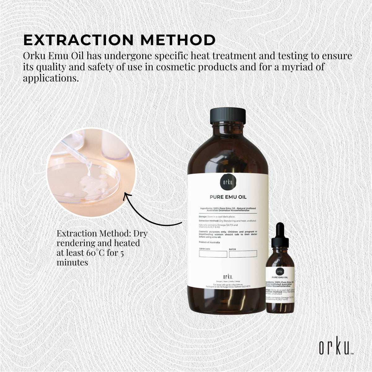 Orku 1L Pure Emu Oil + Bonus 25ml Bottle - Australian Dromaius Novaehollandiae-4