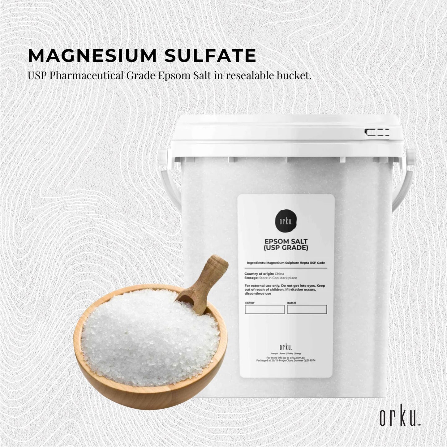 Orku 1.3Kg Epsom Salt Tub - USP Grade Magnesium Sulfate Body Bath Salts-2