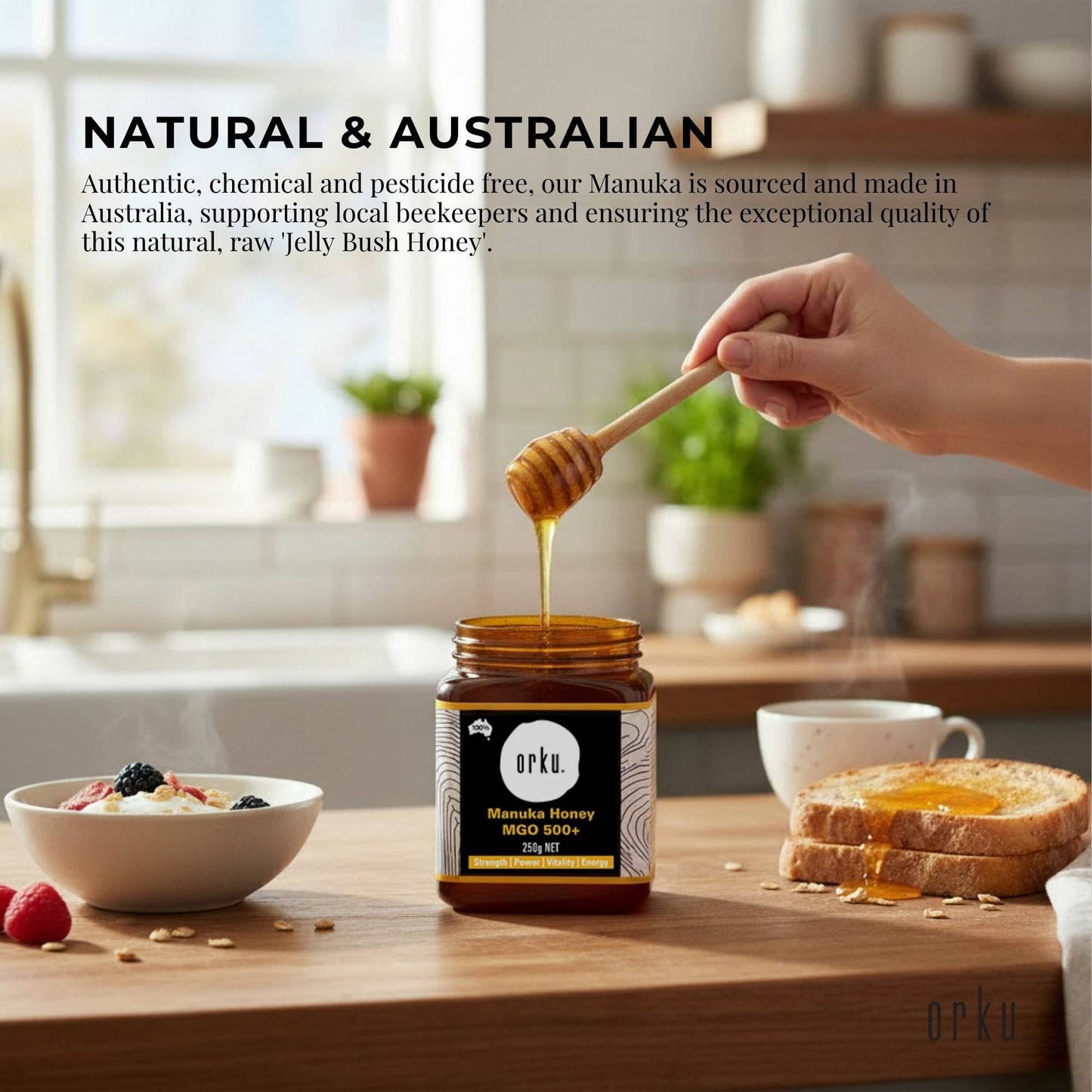 Orku 250g MGO 500+ Australian Manuka Honey - 100% Raw Natural Pure Jelly Bush-4