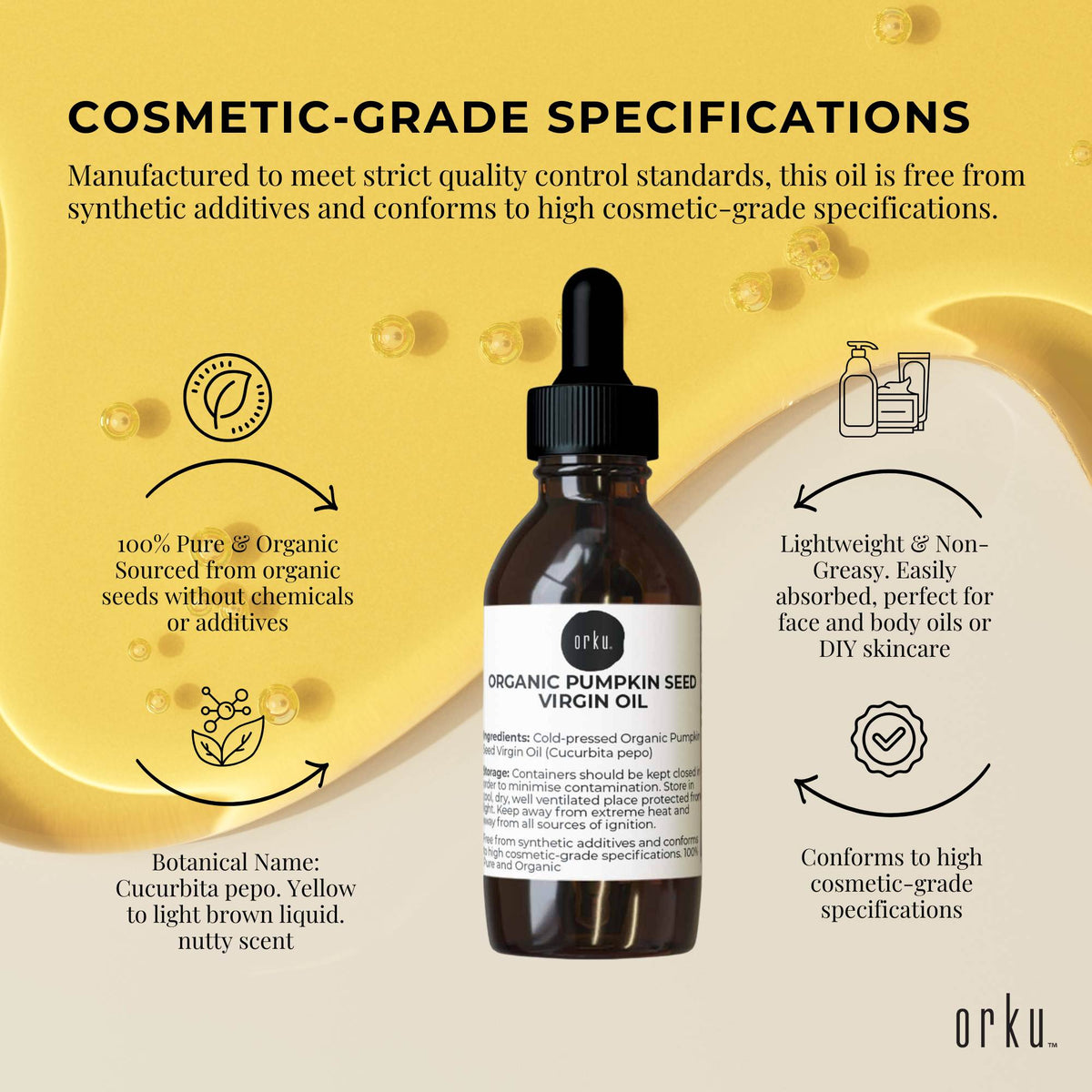 Orku 25ml Organic Pumpkin Seed Virgin Oil Cold Pressed Cosmetic Grade-4