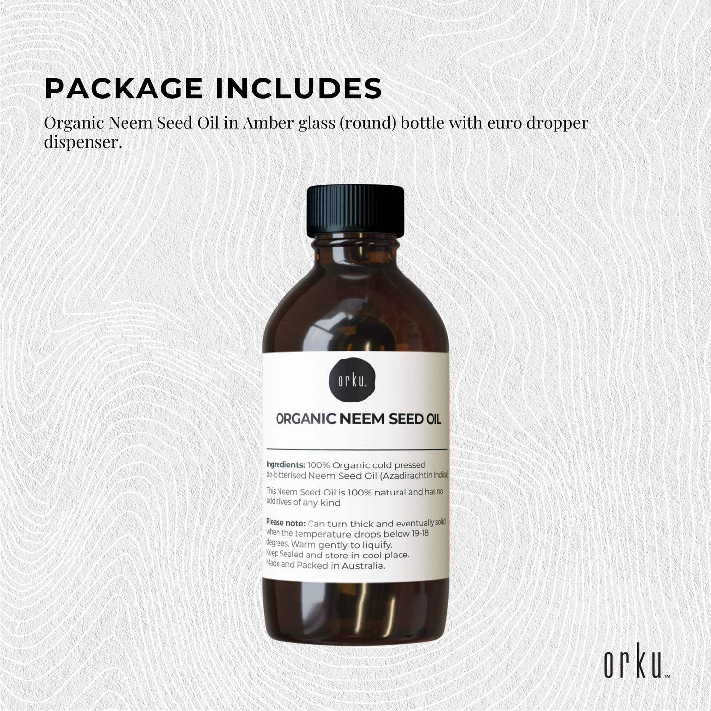 Orku 30ml Organic Neem Seed Oil - Debitterised Cold Pressed Azadirachtin Indica-2