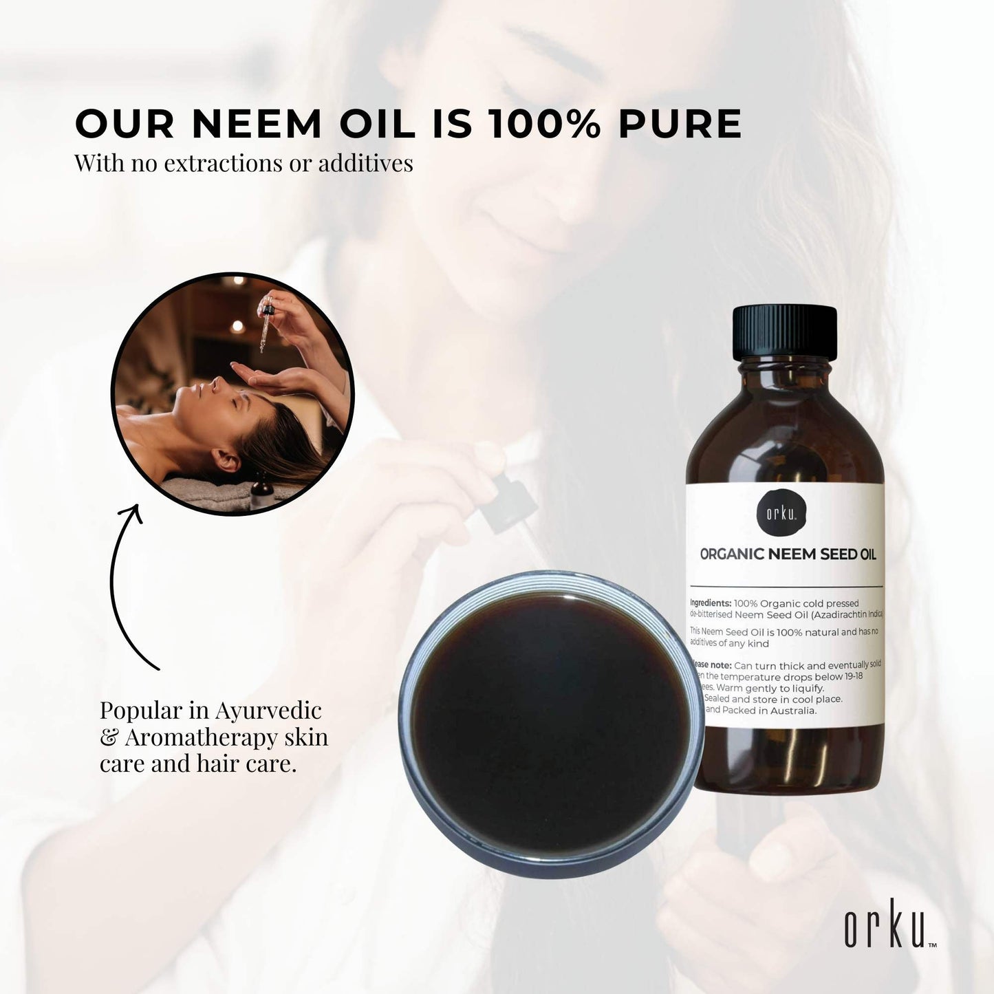 Orku 30ml Organic Neem Seed Oil - Debitterised Cold Pressed Azadirachtin Indica-3