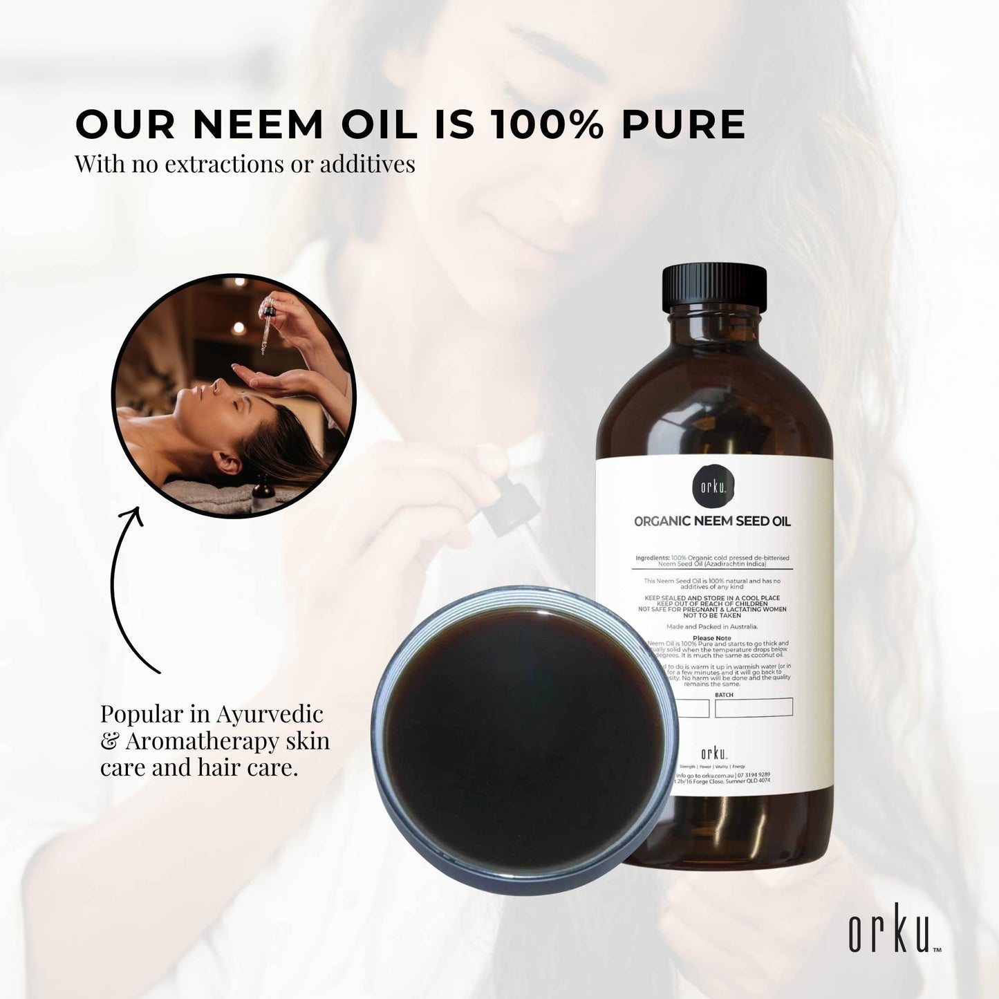 Orku 500ml Organic Neem Seed Oil Debitterised Cold Pressed Azadirachtin Indica-3