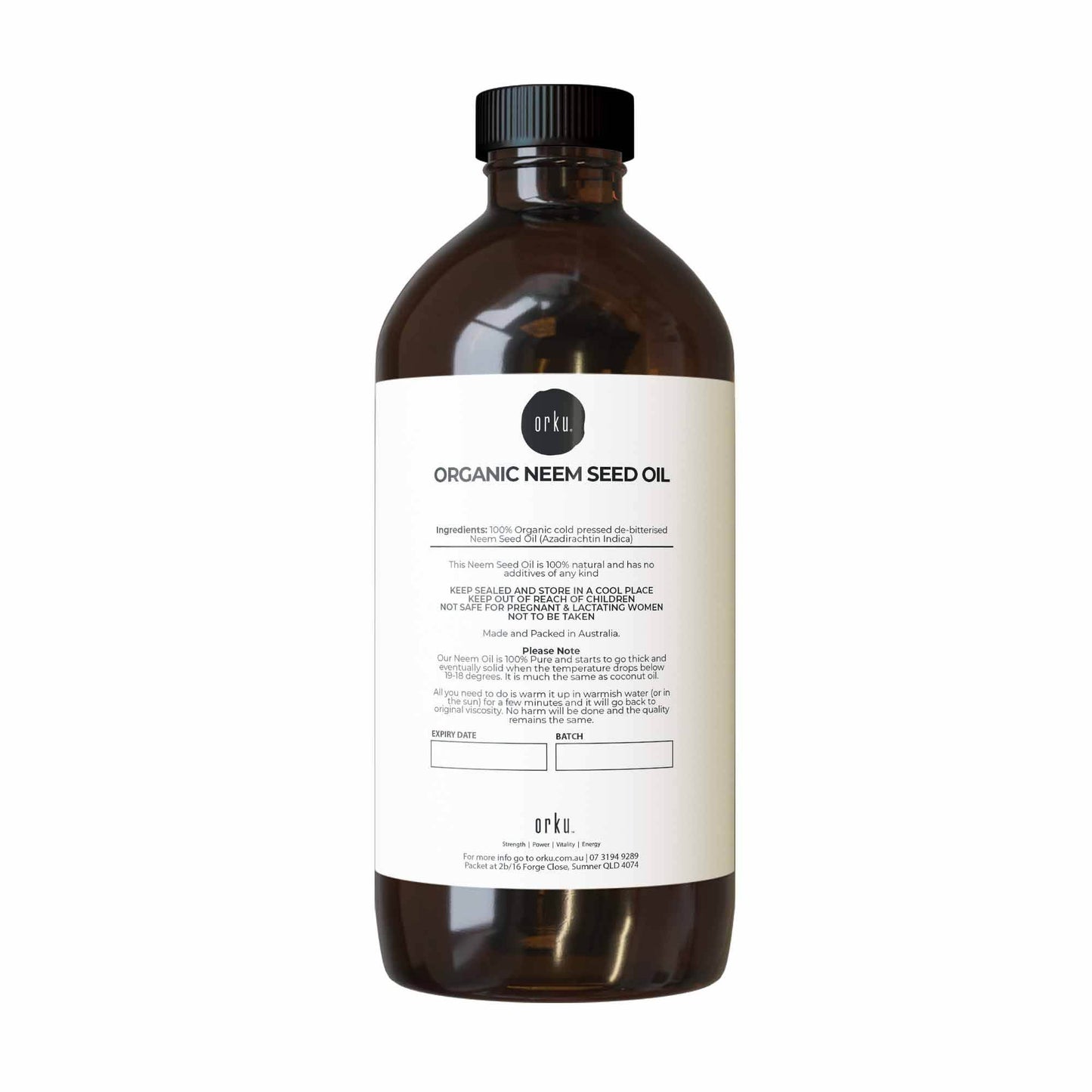 Orku 500ml Organic Neem Seed Oil Debitterised Cold Pressed Azadirachtin Indica-0