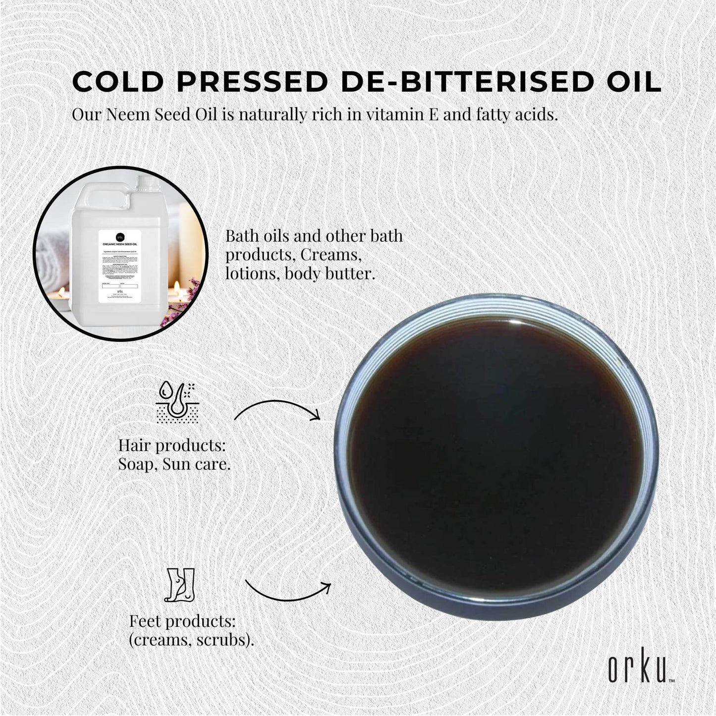 Orku 5L Organic Neem Seed Oil - Debitterised Cold Pressed Azadirachtin Indica-4