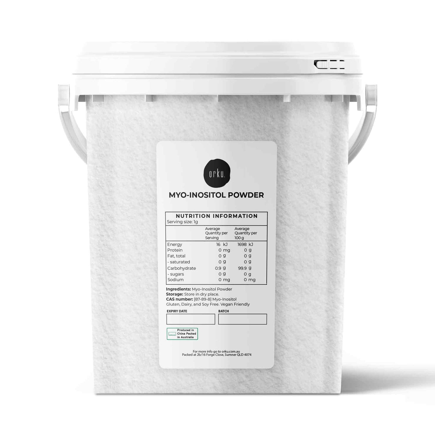 Orku 800g Myo Inositol Powder Tub - USP Grade High Purity Unflavoured-0