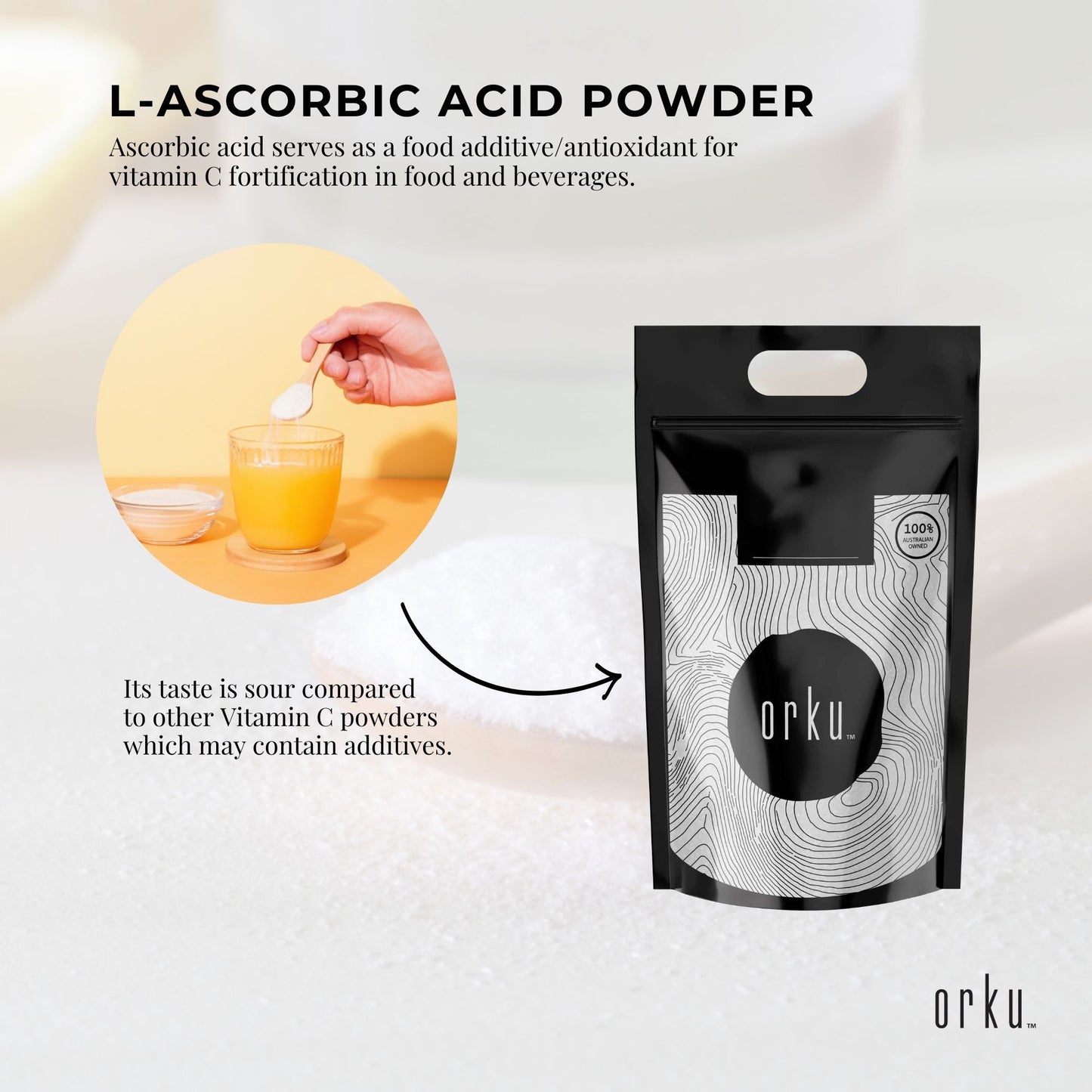 Orku Bulk 20Kg Vitamin C Powder Pure L-Ascorbic Acid - USP Grade Non-GMO-4