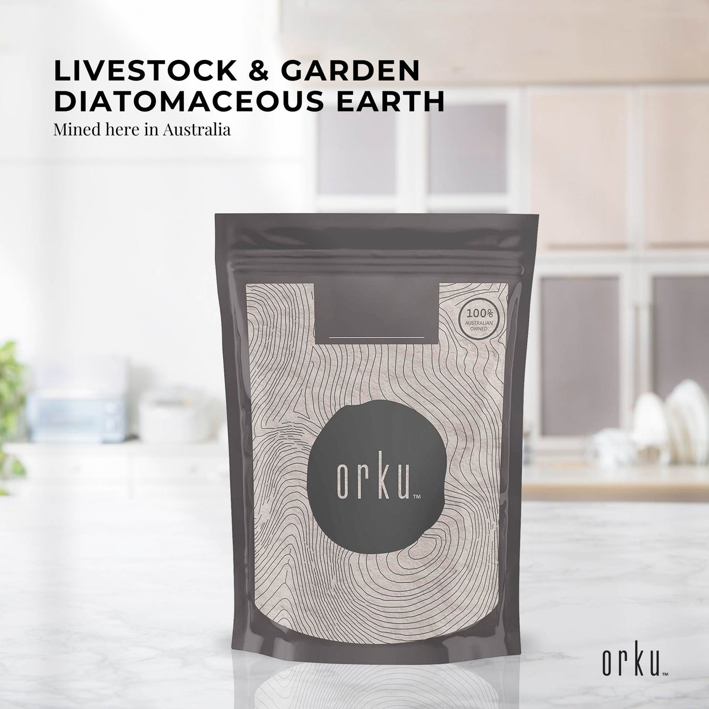 Orku 1Kg Fossil Shell Flour - Livestock Garden Pet Diatomaceous Earth-1