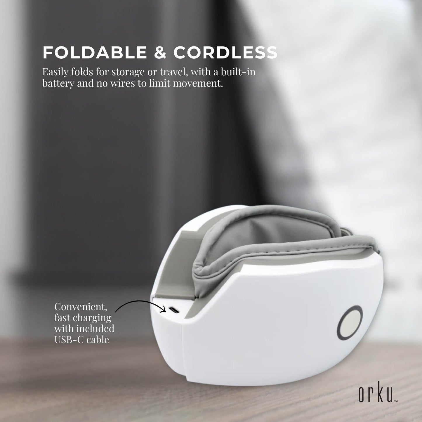Orku Rechargeable Eye Massager – Vibration Heat Pressure Therapy with Bluetooth-4