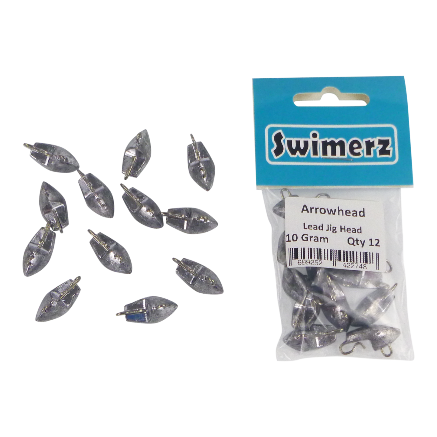 Swimerz 10gm Arrowhead Jig Head, 3/8oz, Lead, Qty 12-2