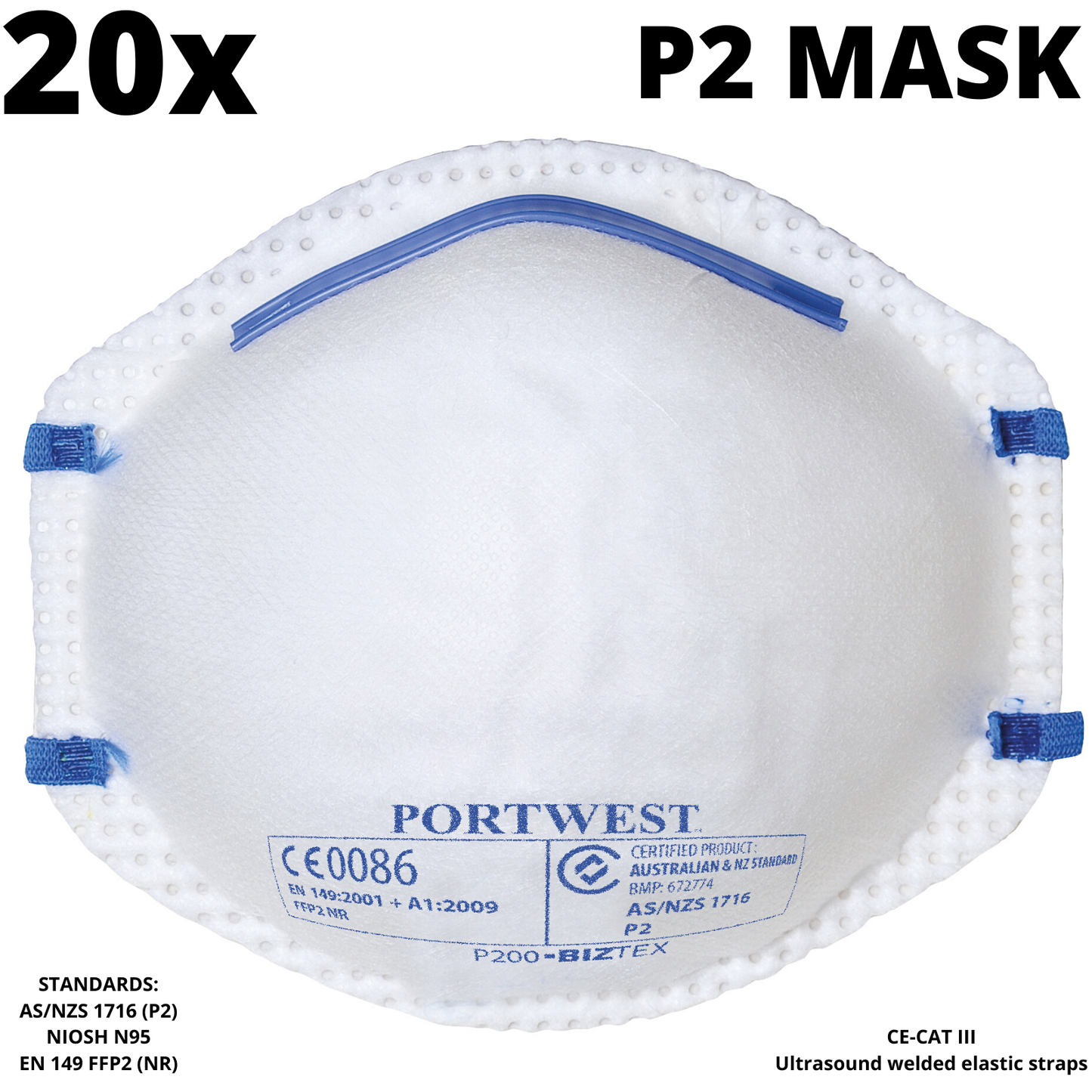 20x P2 Face Mask Safety Disposable Air Pollution Filter Flu Smoke-1