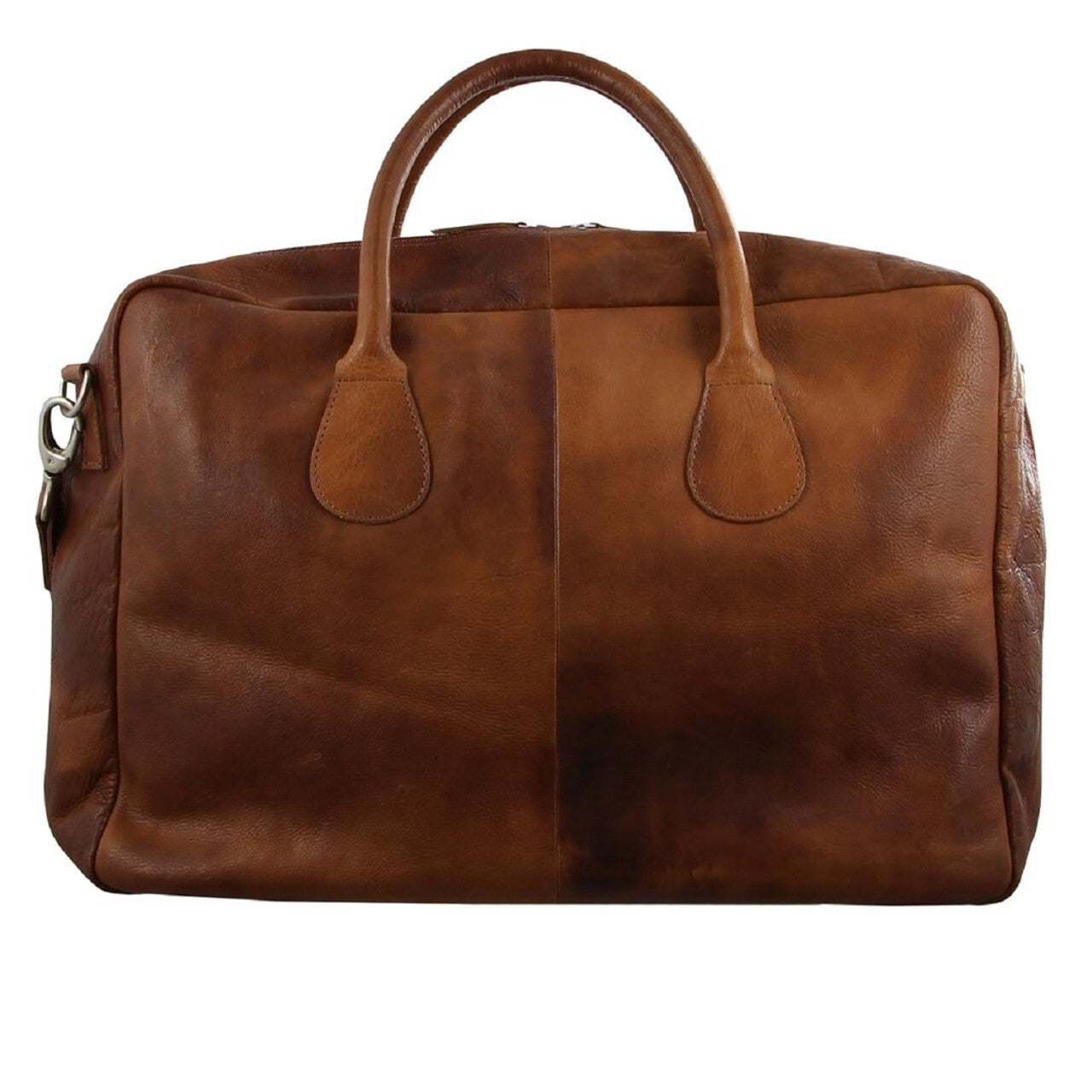 Pierre Cardin Mens Rustic Leather Overnight Bag Weekend Luggage - Cognac-3