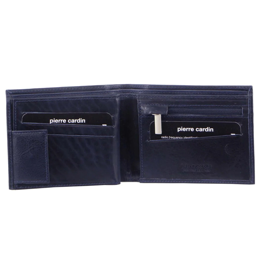 Pierre Cardin Mens Soft Rustic Leather RFID Protected Wallet - Midnight Navy-2