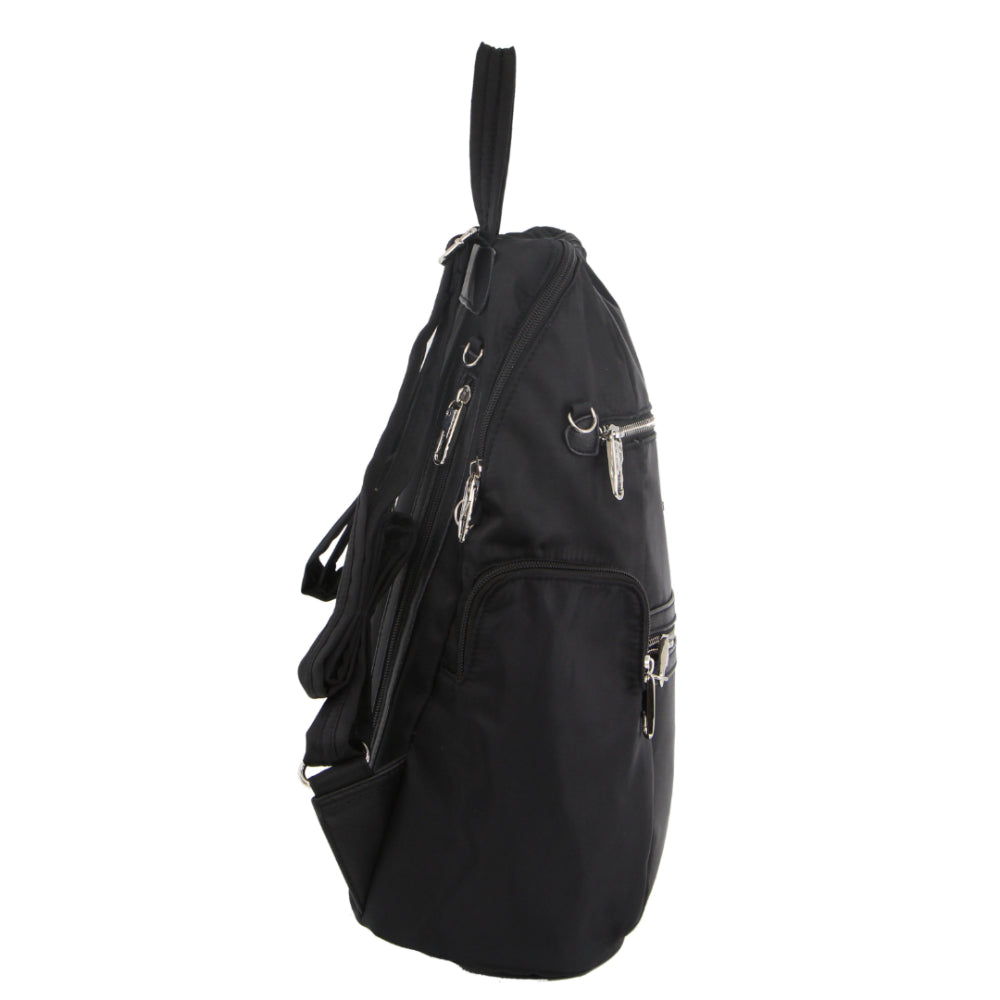 Pierre Cardin Nylon RFID Anti Theft Slash Proof Travel Backpack Bag - Black-3
