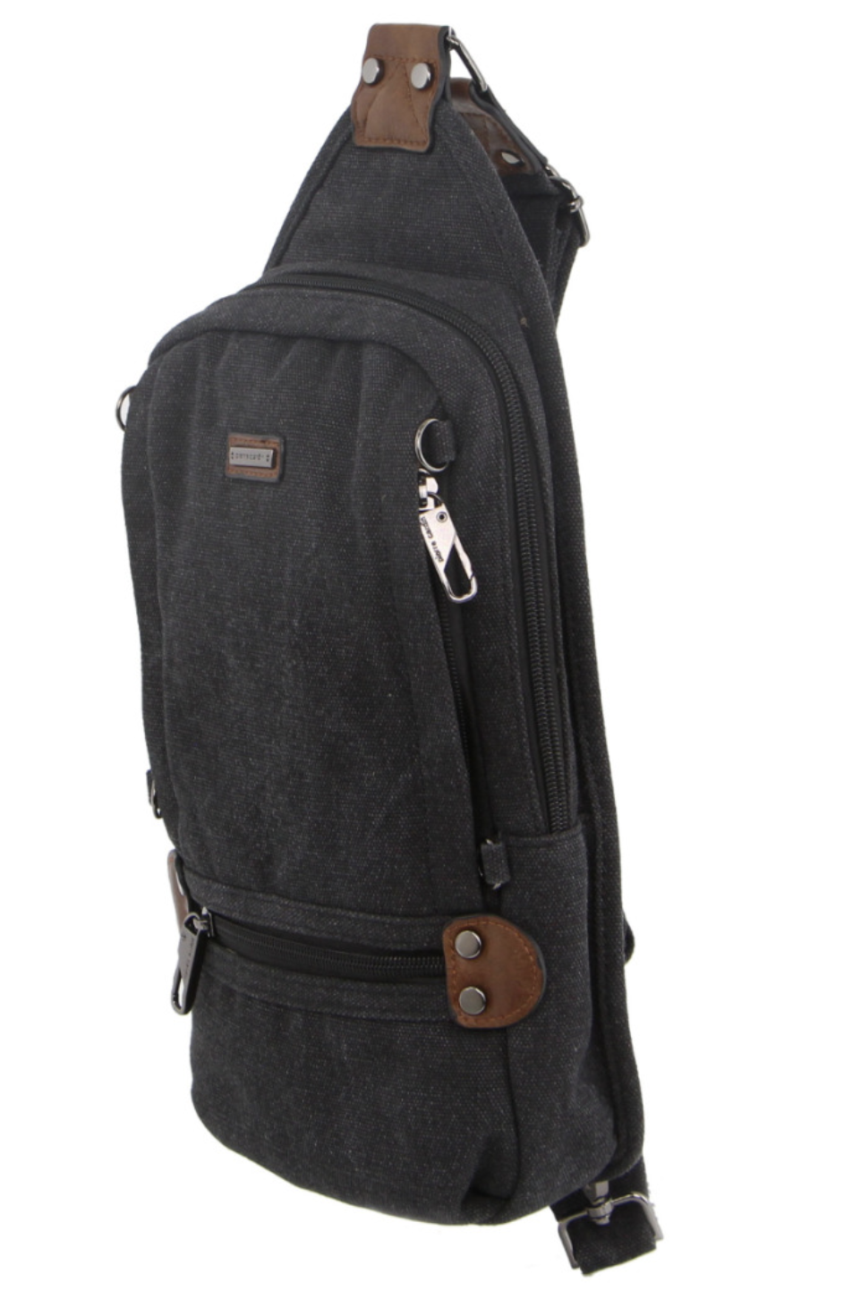 Pierre Cardin Canvas Cross Body Bag Travel Shoulder Sling - Black-3