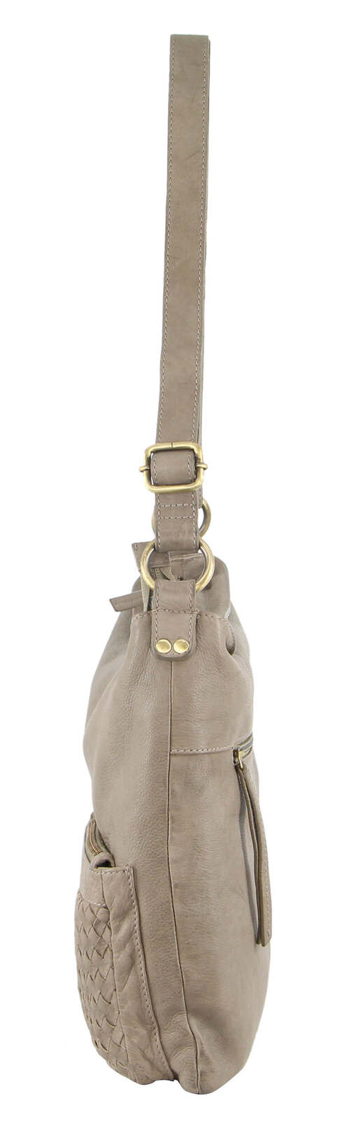 Pierre Cardin Woven Leather Ladies Cross-Body Bag Handbag - Taupe-3