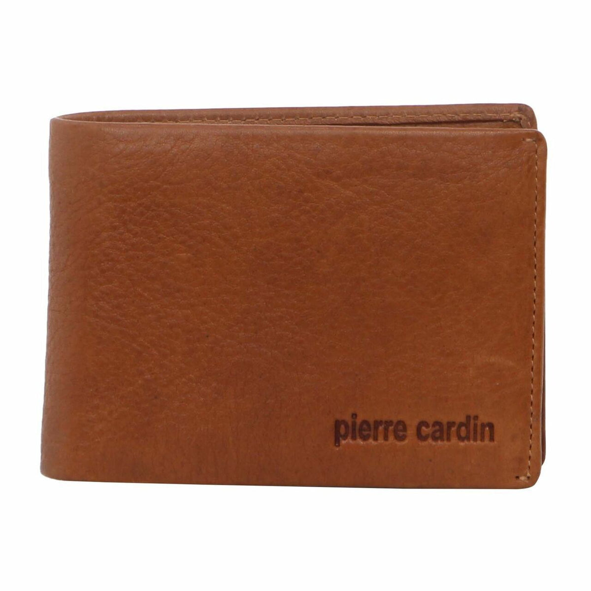 Pierre Cardin Mens Rustic Leather Bi-Fold Wallet RFID Protected - Tan