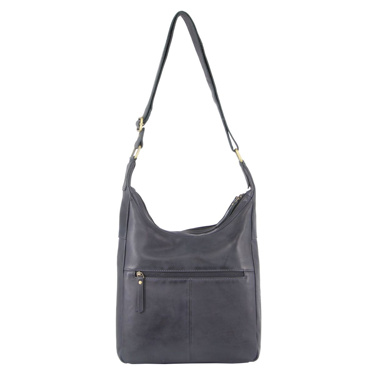 Pierre Cardin Womens Leather Multi Zip Perforated Cross-Body Bag - Teal